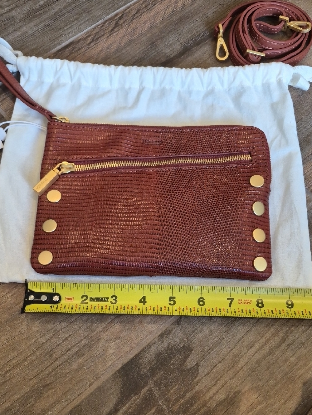 Rare Hammitt Nash Redwood Lizard Leather Clutch Wristlet Crossbody Bag - Picture 15 of 16